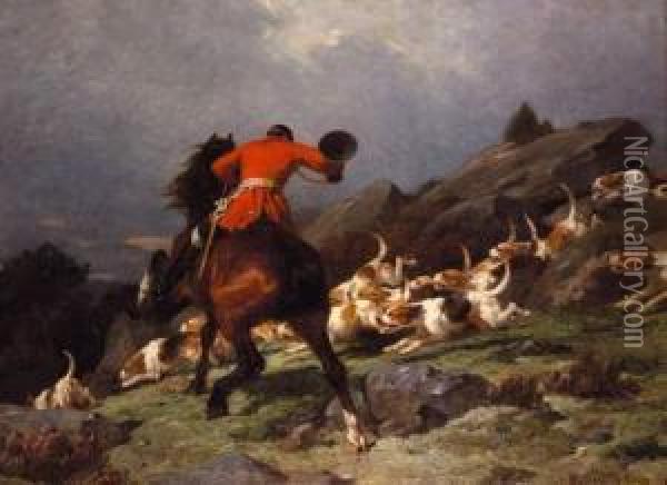 La Chasse A Courre, 1888 Ou 89 Oil Painting - Leon-Charles Hermann