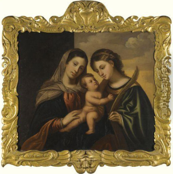 The Mystic Marriage Of St. Catherine Oil Painting - Alessandro Bonvicino (Moretto da Brescia)