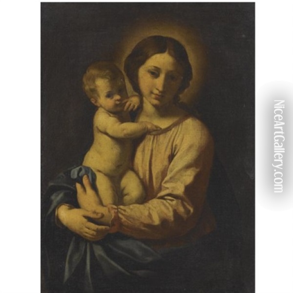 Madonna And Child Oil Painting - Simone Cantarini