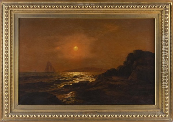 Sunset Sail Off The Coast Oil Painting - Warren W. Sheppard