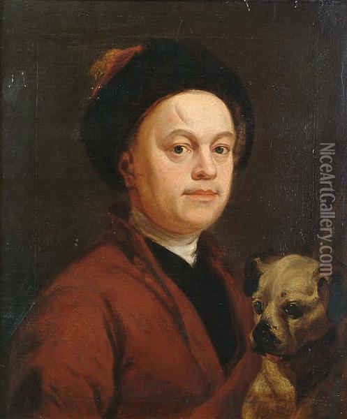 Self Portrait With Pug Oil Painting - William Hogarth