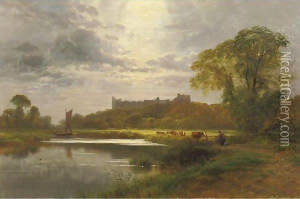 View Of Arundel Castle, Sussex Oil Painting - George Cole, Snr.