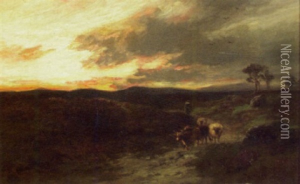 A Moorland Road, Sundown Oil Painting - William Beattie Brown