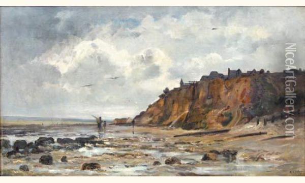 Pecheurs Pres De La Falaise Oil Painting - Hippolyte Camille Delpy