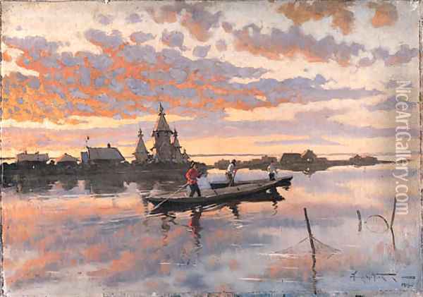 Riverscape Oil Painting - Aleksandr Vladimirovich Makovsky