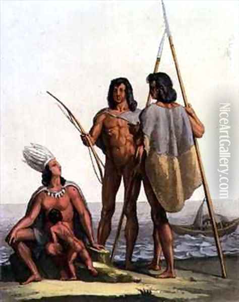Native American Fishermen Oil Painting - Gallo Gallina
