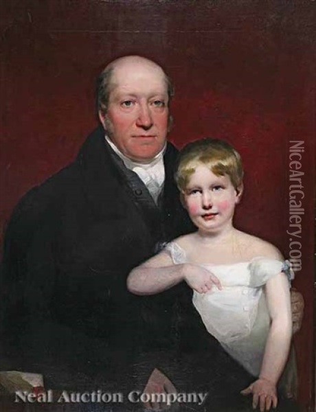Portrait Of Roger Aytoun And Son William Edmond Towne Aytoun, Aged 4 Oil Painting - John Watson Gordon