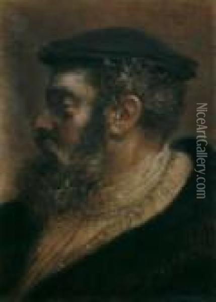 Brustbild Eines Mannes In Renaissancetracht Oil Painting - Adolph von Menzel