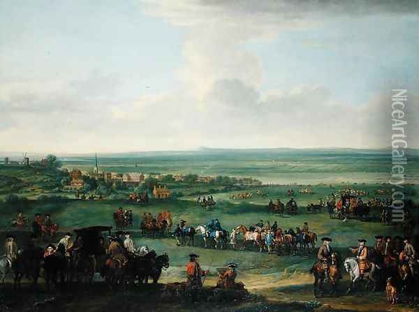George I (1660-1727) at Newmarket, 4th-5th October 1717, c.1717 Oil Painting - John Wootton