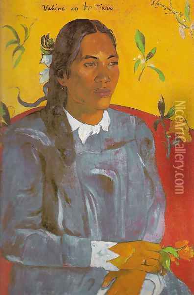 Vahine No Te Tiare Aka Woman With A Flower Oil Painting - Paul Gauguin