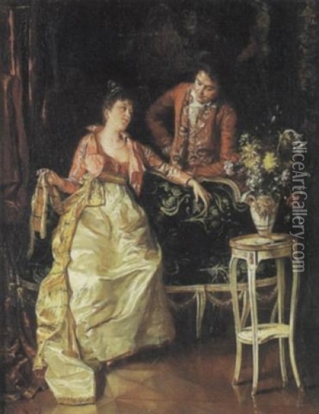 A Moment's Hesitation Oil Painting - Wilhelm Kreling