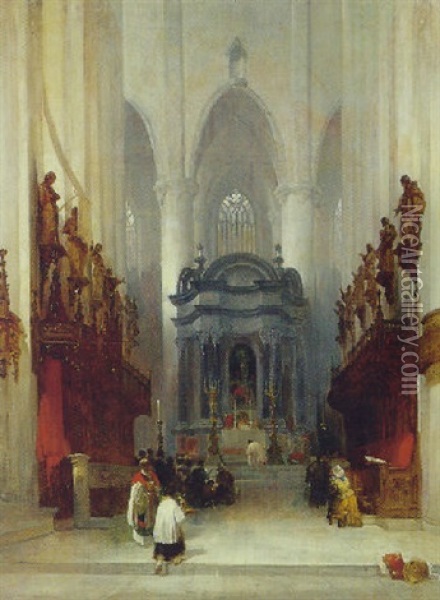Interior Fra Skt. Pauls Kirken I Antwerpen Oil Painting - David Roberts
