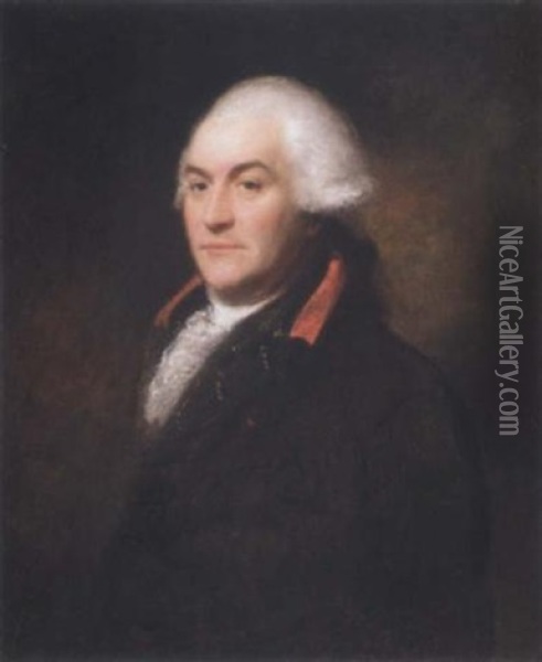 Portrait Of A Gentleman Wearing A Brown Coat With A White Stock Oil Painting - Rev. Matthew William Peters