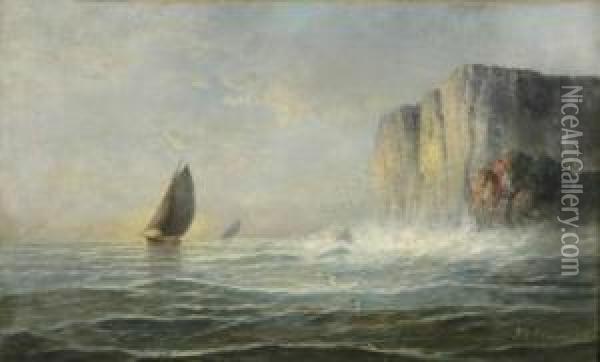 Rocks On The Pacific Ocean Oil Painting - Franklin Briscoe