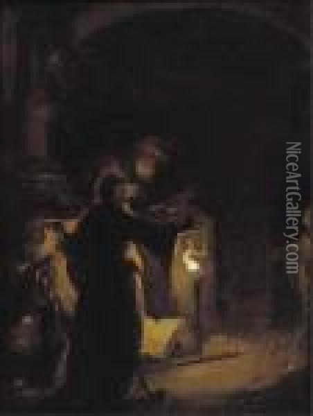 Witchcraft In An Archway Oil Painting - Rombout Van Troyen