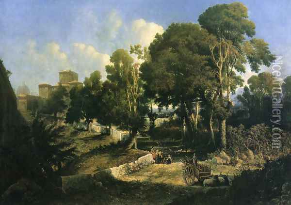 Effect near Noon - Along the Appian Way Oil Painting - George Loring Brown