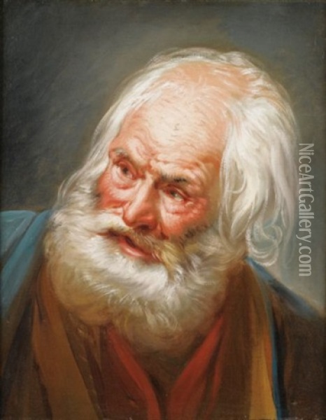 Homme Barbu (study) Oil Painting - Jean Baptiste Henri Deshays