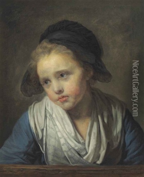 A Girl At A Parapet Oil Painting - Jean Baptiste Greuze