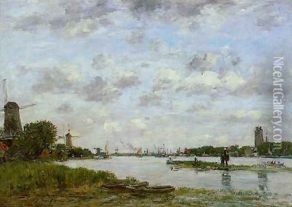 View of Dordrecht Oil Painting - Eugene Boudin
