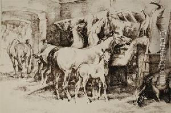 Horses Oil Painting - Henry George Keller
