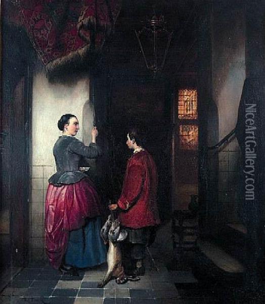 Scena We Wnetrzu Oil Painting - Bartholomeus J. Van Hove