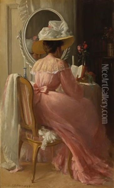 A Lady In Pink Oil Painting - Patrick William Adam