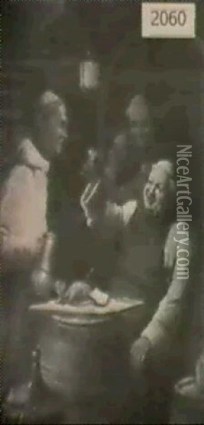 Three Monks Dining Oil Painting - Adolf Humborg