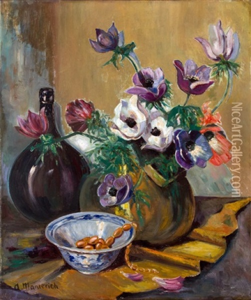Still-life With Flowers Oil Painting - Abraham Manievich