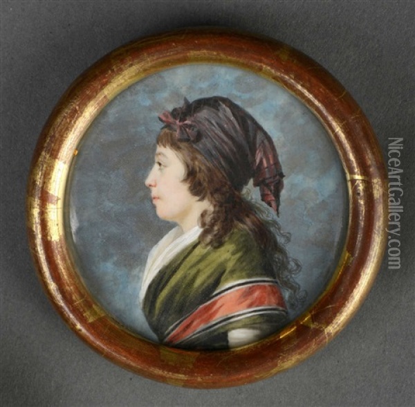 Portrait De Madame Agathe-francoise Lemoine Nee Bonvallet Oil Painting - Jacques Antoine Marie Lemoine