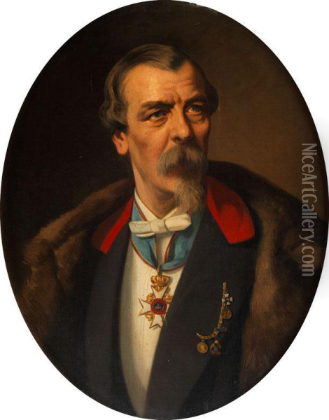 Herrenportrait Oil Painting - Carl Ludwig Friedrich Becker