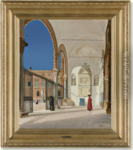 The Porch Of The Metropolitan Church In Palermo Oil Painting - Martinus Rorbye