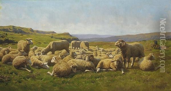 A Flock Of Sheep Oil Painting - Rene Peyrol