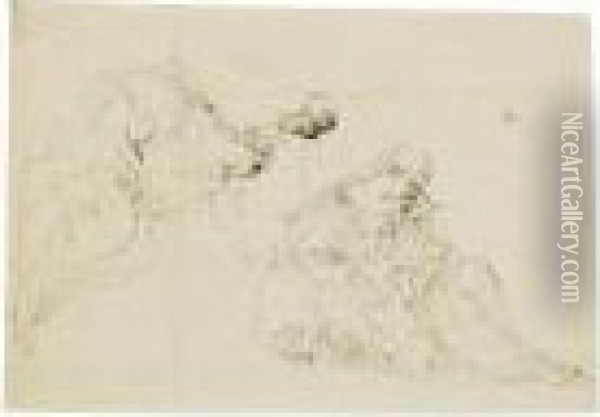 Due Fogli: A) Studi Per Agar E Ismaele; B) Due Uomini Barbuti Seduti Oil Painting - Donato Creti