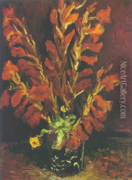 Nature Morte: Vase Au Glaieuls Oil Painting - Vincent Van Gogh