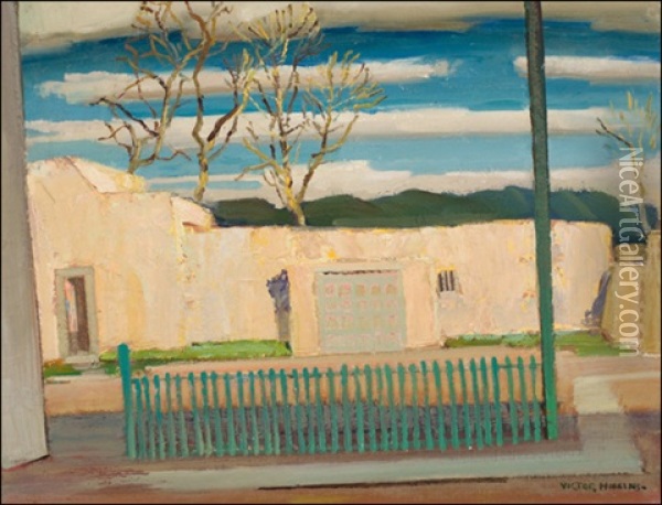 The Green Picket Fence Oil Painting - Victor William Higgins