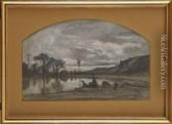 Berger Et Son Chien Se Reposant Pres D'une Riviere Oil Painting - Adolphe Appian