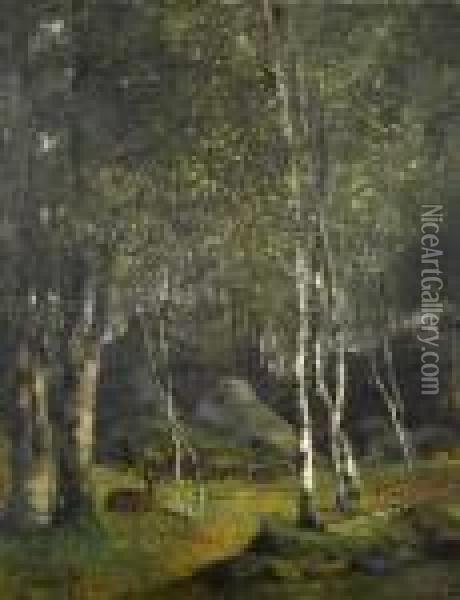 Birkenwaldchen Mit Ruhendem Reh. Oil Painting - Gustave Courbet
