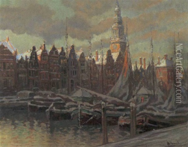 Winter In Amsterdam Oil Painting - Otto Hammel