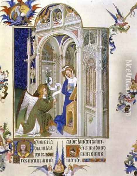 The Annunciation from Tres Riches Heures du Duc de Berry Oil Painting - Pol de Limbourg
