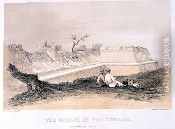 The Breach in the Curtain, published by T. McLean, 1858 Oil Painting - J.R. Turnbull