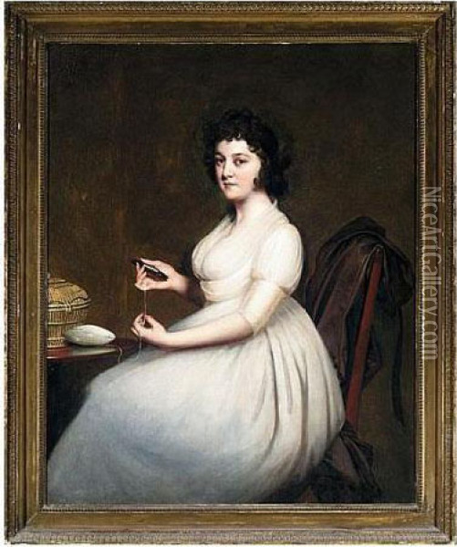 Portrait Of Mrs Abney Oil Painting - Josepf Wright Of Derby