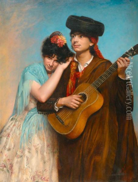 Guitar Player Oil Painting - Antonia De Banuelos-Thorndike