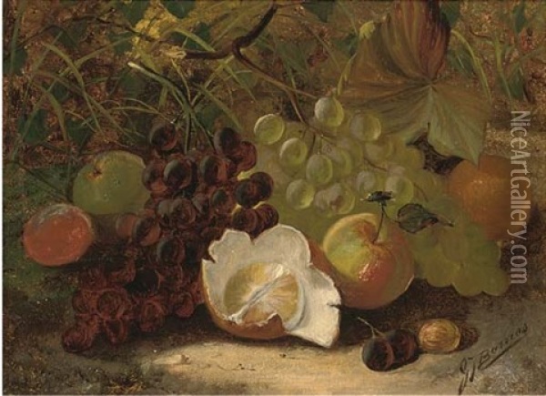 Oranges, Apples And Grapes On A Mossy Bank Oil Painting - Gertrude Jameson Barnes