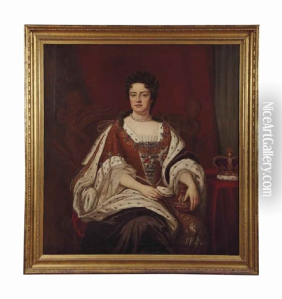 Portrait De La Reine Anne D'angleterre (1665-1714) Oil Painting - Dorofield Hardy