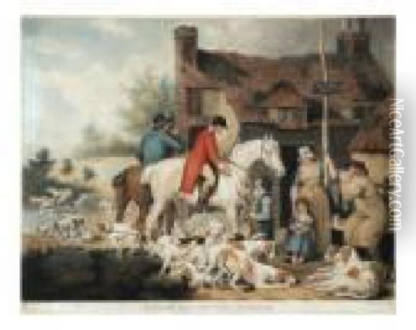 Ward Outside Of A Countryalehouse Oil Painting - James Ward