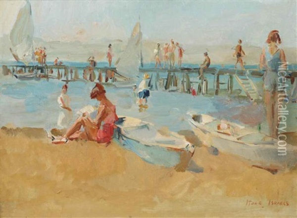 Figures On The Beach Of Viareggio, Italy Oil Painting - Isaac Israels