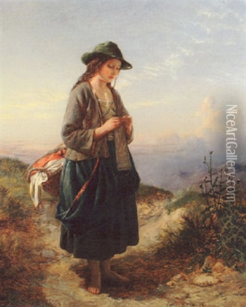 The Crofter's Daughter Oil Painting - Edward John Cobbett