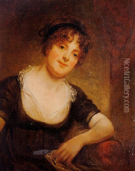 Portrait Of A Lady (mary Todd, Nee Evans?) Oil Painting - Sir William Beechey