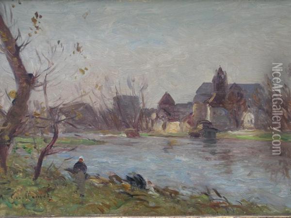 Inondations A Moret Oil Painting - Jean Baptiste Antoine Guillemet