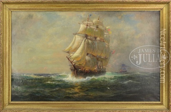Whaler At Sea Oil Painting - Lemuel D. Eldred